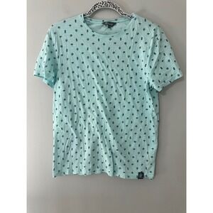 Admiral Men's Aqua Pineapple Palm‎ Tree Print Crew Neck T-Shirt Size Medium